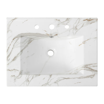 Ancillary 3-Hole 20 in. W x 18.25 in. D Classic Contemporary Rectangular Ceramic Single Sink Basin Vanity Top